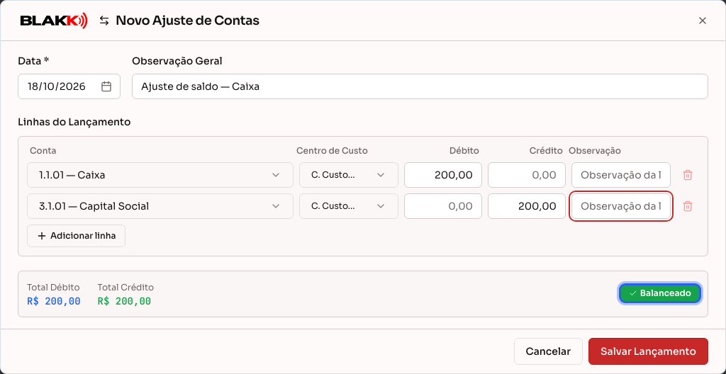 Novo ajuste com duas linhas preenchidas e balanceadas