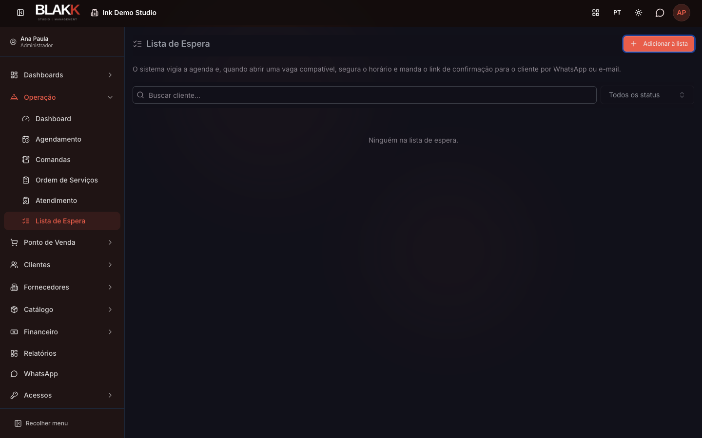 Tela da Lista de Espera