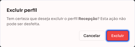 Confirmação de exclusão de um perfil