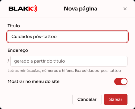 Criando uma página nova no site