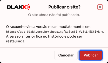Confirmação para publicar o site